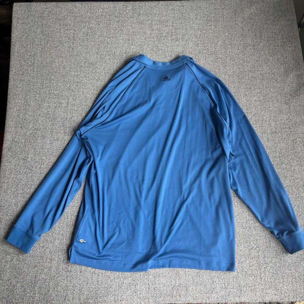 Adidas Polo Shirt Mens XL Blue ClimaWarm Long Sleeve Golf Athletic